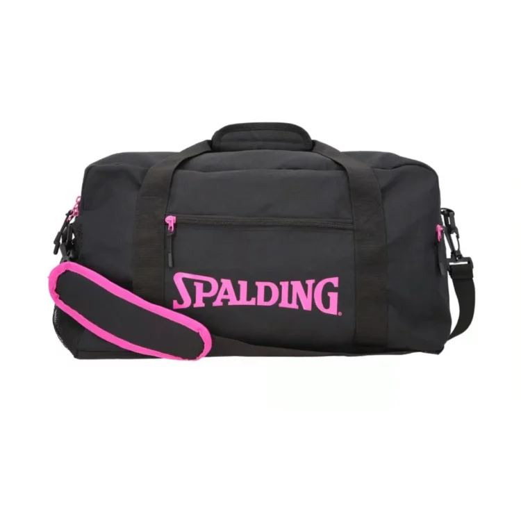 BOLSO DEPORTIVO SPALDING MEDIANO COLOR NEGRO LOGO FUCSIA