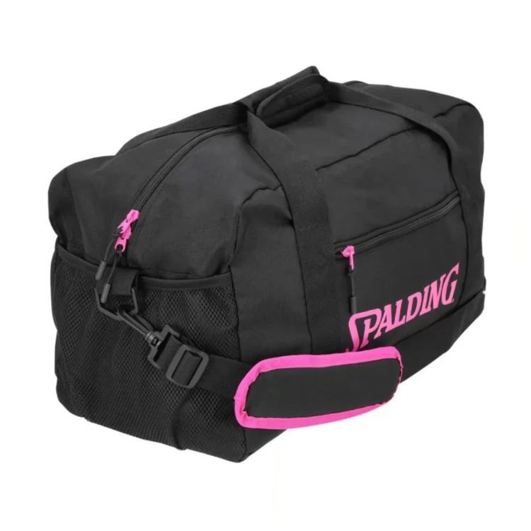 BOLSO DEPORTIVO SPALDING MEDIANO COLOR NEGRO LOGO FUCSIA - Imagen 2